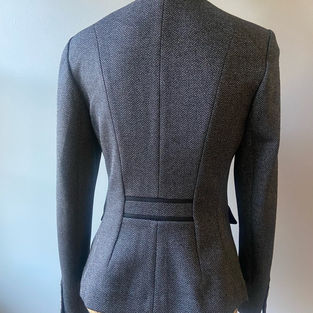 White House Black Market Sz 4 Dark Grey/Black Herringbone Women’s Blazer - Picture 4 of 14